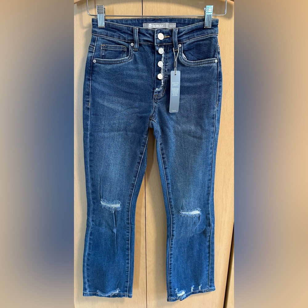 Tractr High-Rise Button-Fly Cropped Jeans - NWT